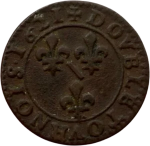 Trois lis etune brisure au centre (Bourbon).