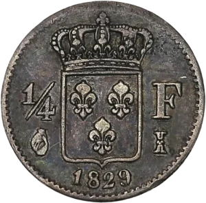 écu de France couronné dans une couronne de laurier.