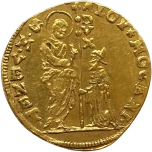 Christ nimbé, en pied, de face, rayonnant, dans une mandorle piquetée d'étoiles, bénissant de la main droite, tenant la bible de la main gauche.