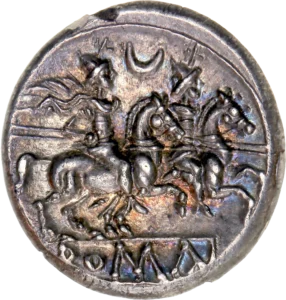 Les dioscures galopant à droite.