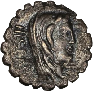 Tête de l'allégorie de l'Espagne à droite.