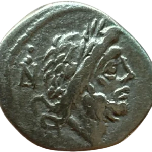 Tête laurée de Jupiter à droite.