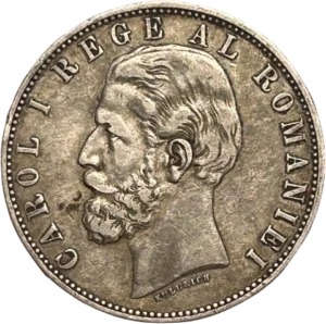 Tête de Carol Ier de Roumaine à gauche.