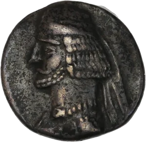 Buste diadémé de Mithridates IV à gauche.