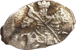 Chevalier allant a droite en tenant une lance.