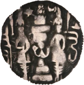 Buste couronné de Barame IV à droite.