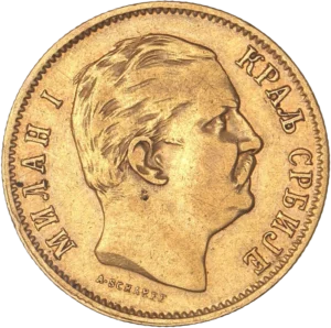 Tête de Milan IV Obrénovic à droite.