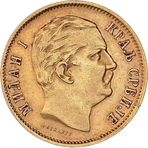 Tête de Milan IV Obrénovic à droite.