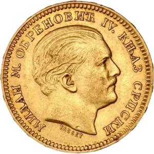 Tête de Milan IV Obrénovic à droite.