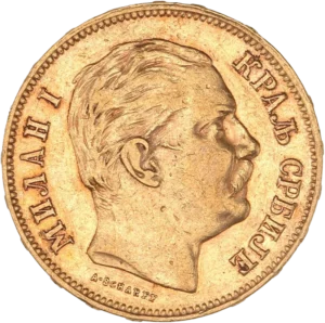 Tête de Milan IV Obrénovic à droite.