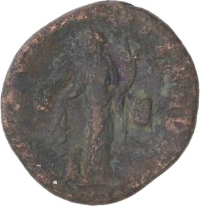 La providence tournée à gauche, tenant une balance et une corne d'abondance. A ses pieds, un modius.