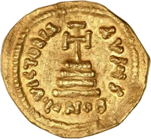 Bustes couronné,drapé et cuirassé d'Héraclius et Héraclius Constantin de face.