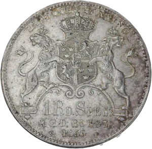 Armoiries couronnées soutenues par deux lions couronnés.