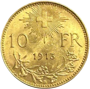 Croix suisse rayonnante au dessus d'une branche.