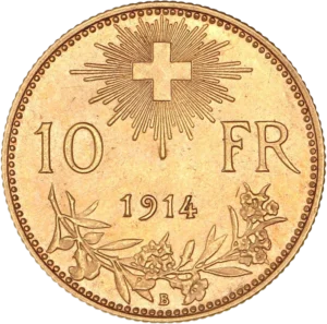 Croix suisse rayonnante au dessus d'une branche.