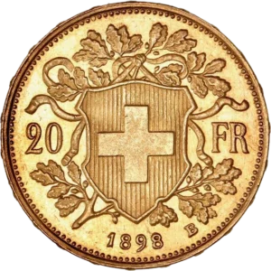 Croix suisse rayonnante au dessus d'une branche.