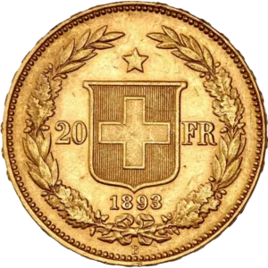 Croix suisse rayonnante au dessus d'une branche.