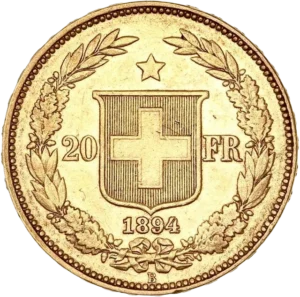 Croix suisse rayonnante au dessus d'une branche.