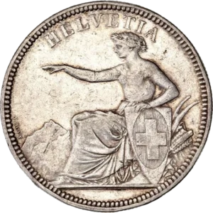 Helvetia assise à gauche.