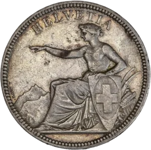 Helvetia assise à gauche.