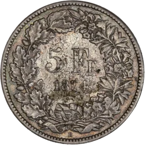 Écu surmonté d'une étoile dans une couronne formée d'une branche de chêne et d'une branche d'olivier.