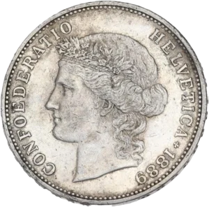 Tête d'Helvetia diadémée à gauche avec une couronne d'épis.