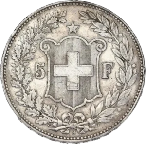 Écu surmonté d'une étoile dans une couronne formée d'une branche de chêne et d'une branche d'olivier.