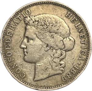 Tête d'Helvetia diadémée à gauche avec une couronne d'épis.