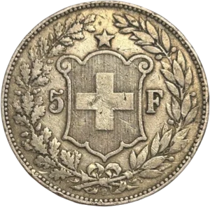 Écu surmonté d'une étoile dans une couronne formée d'une branche de chêne et d'une branche d'olivier.