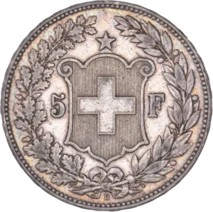 Écu surmonté d'une étoile dans une couronne formée d'une branche de chêne et d'une branche d'olivier.