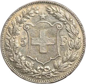 Tête d'Helvetia diadémée à gauche avec une couronne d'épis.