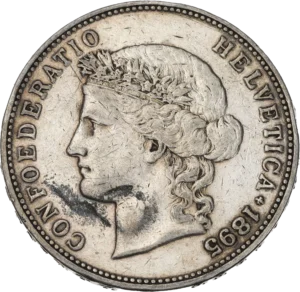 Tête d'Helvetia diadémée à gauche avec une couronne d'épis.