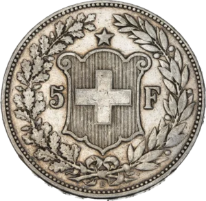 Écu surmonté d'une étoile dans une couronne formée d'une branche de chêne et d'une branche d'olivier.