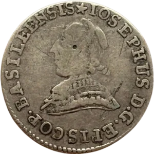 Portrait à gauche du prince-évèque.