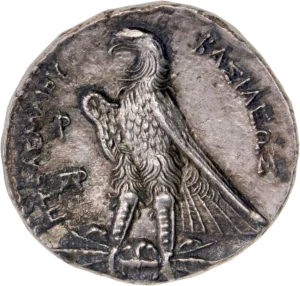 Aigle à gauche, enserrant un foudre.