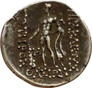 Hercule nu, la léonté flottant sur l'épaule, debout à gauche, tenant de la main droite la massue ; monogramme dans le champ à gauche.