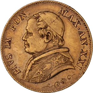 Buste du Pape Pie IX à gauche.