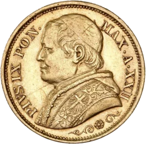 Buste du Pape Pie IX à gauche.