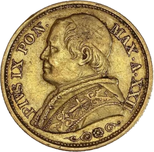 Buste du Pape Pie IX à gauche.