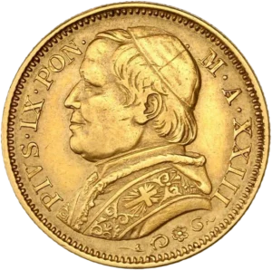 Buste du pape Pie IX à gauche.