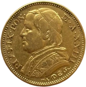 Buste du pape Pie IX à gauche.