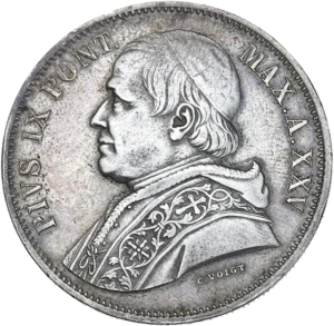 Buste de Pape Pie IX à gauche.