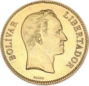Tête nue de Simon Bolivar à droite.