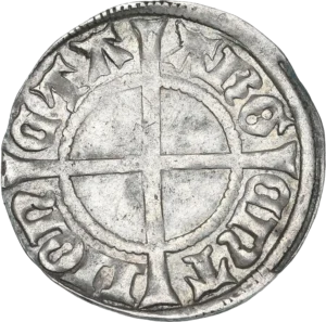 Croix coupant la légende.