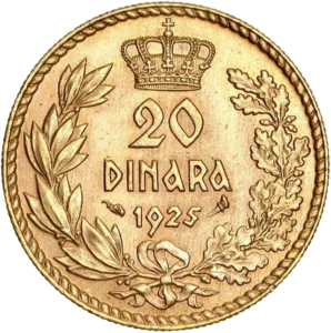 l'inscription 20 dinara 1925
